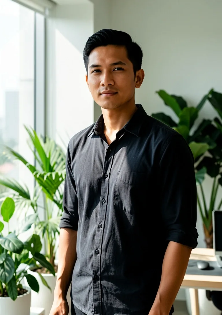 Man in a modern home environment
