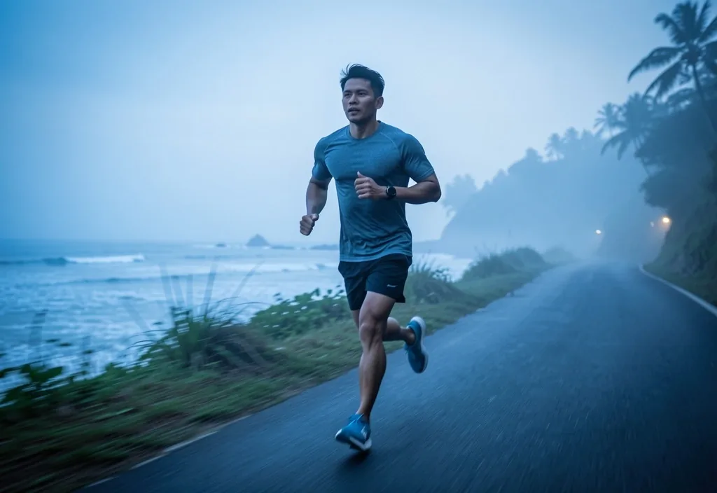 Man running at dawn representing endurance