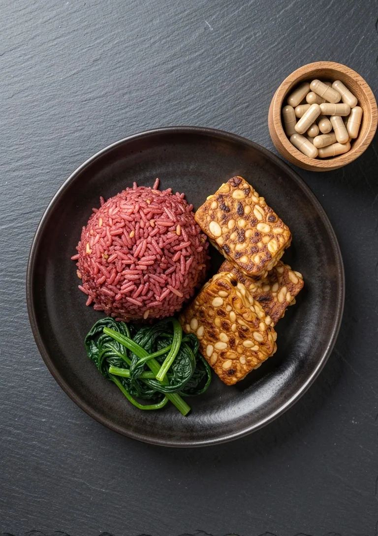 Balanced meal with supplement capsules