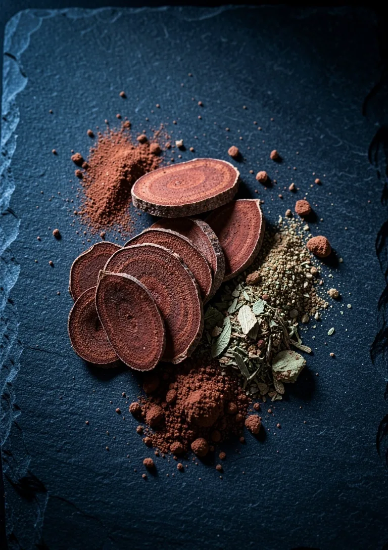 Dried herbal roots and natural powder