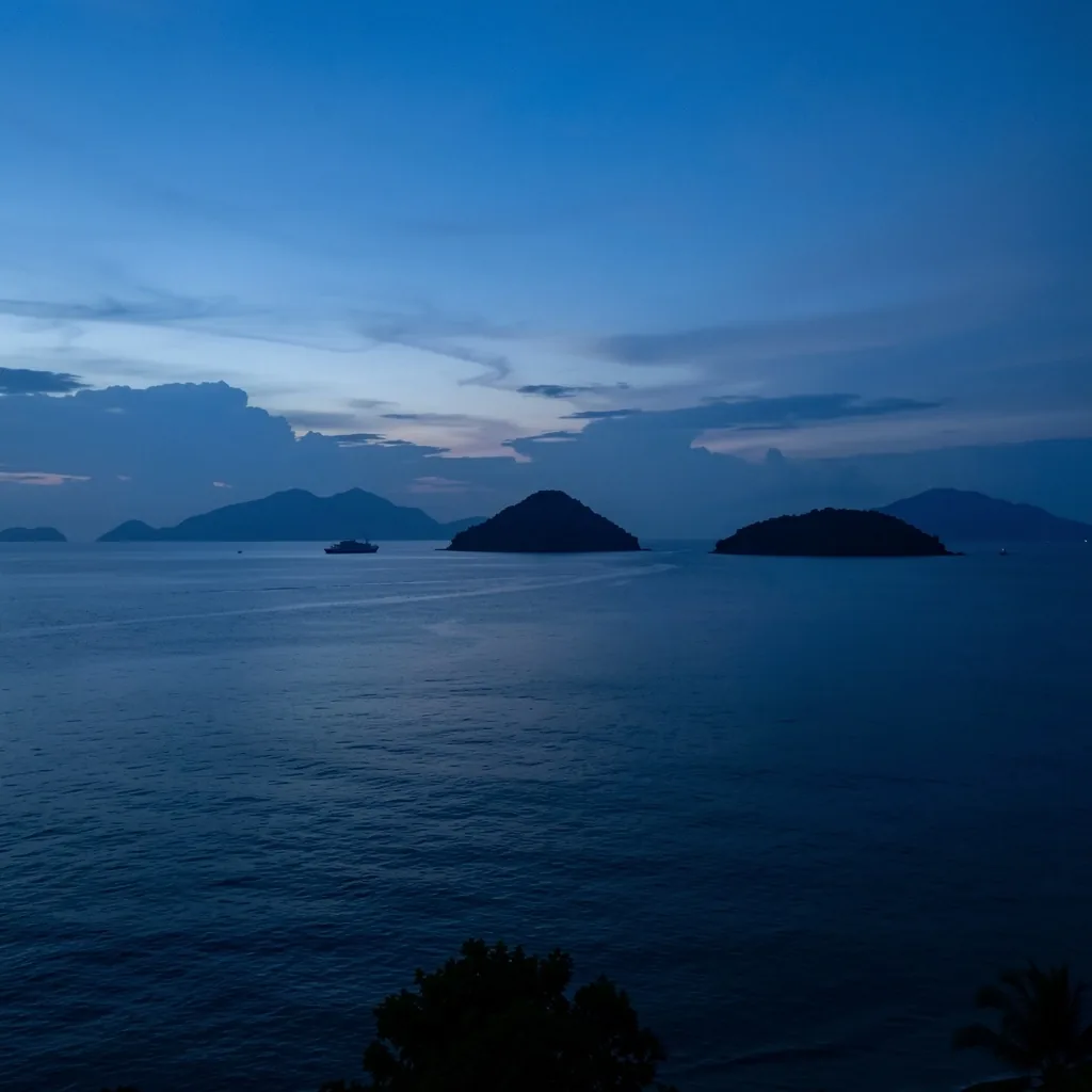 Indonesian archipelago at blue hour
